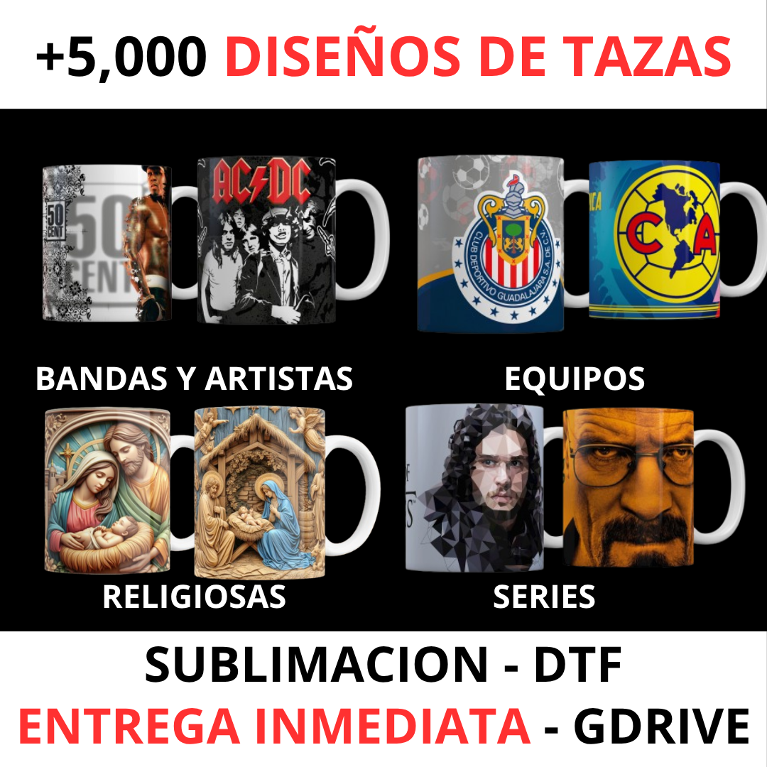 Pack para sublimacion de tazas - Tematicas Variadas